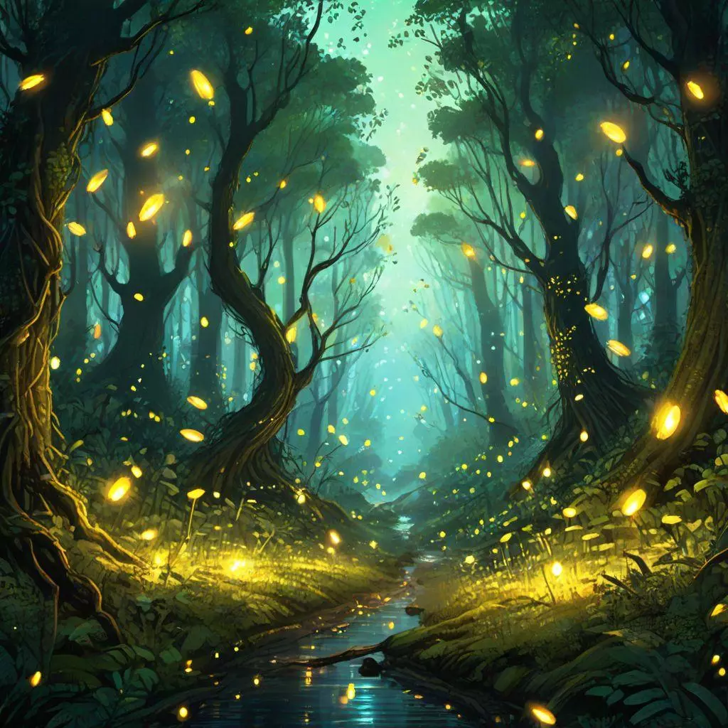 Ecco la foresta di notte! Capisco perché l'amuleto voglia vivere immerso in questa meraviglia!